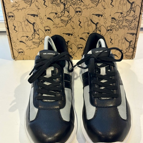 Karl Lagerfeld Men's Black and White Camo Print Sneakers Mens size 10.5 - Picture 2 of 10